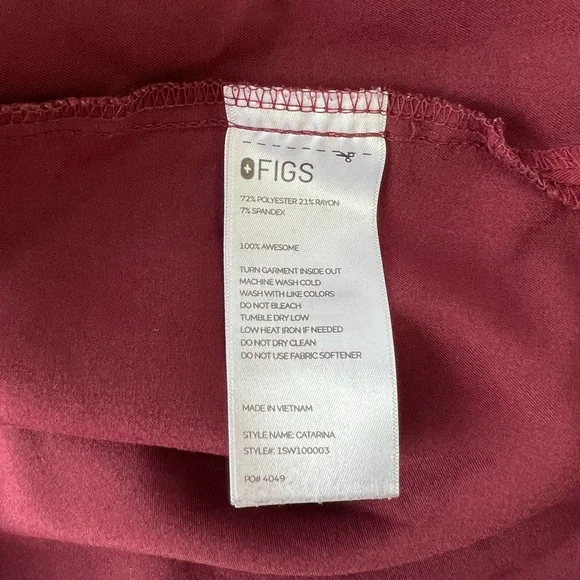 FIGS Catarina One-Pocket Scrub Top in Burgundy, size 3XL - Picture 6 of 8